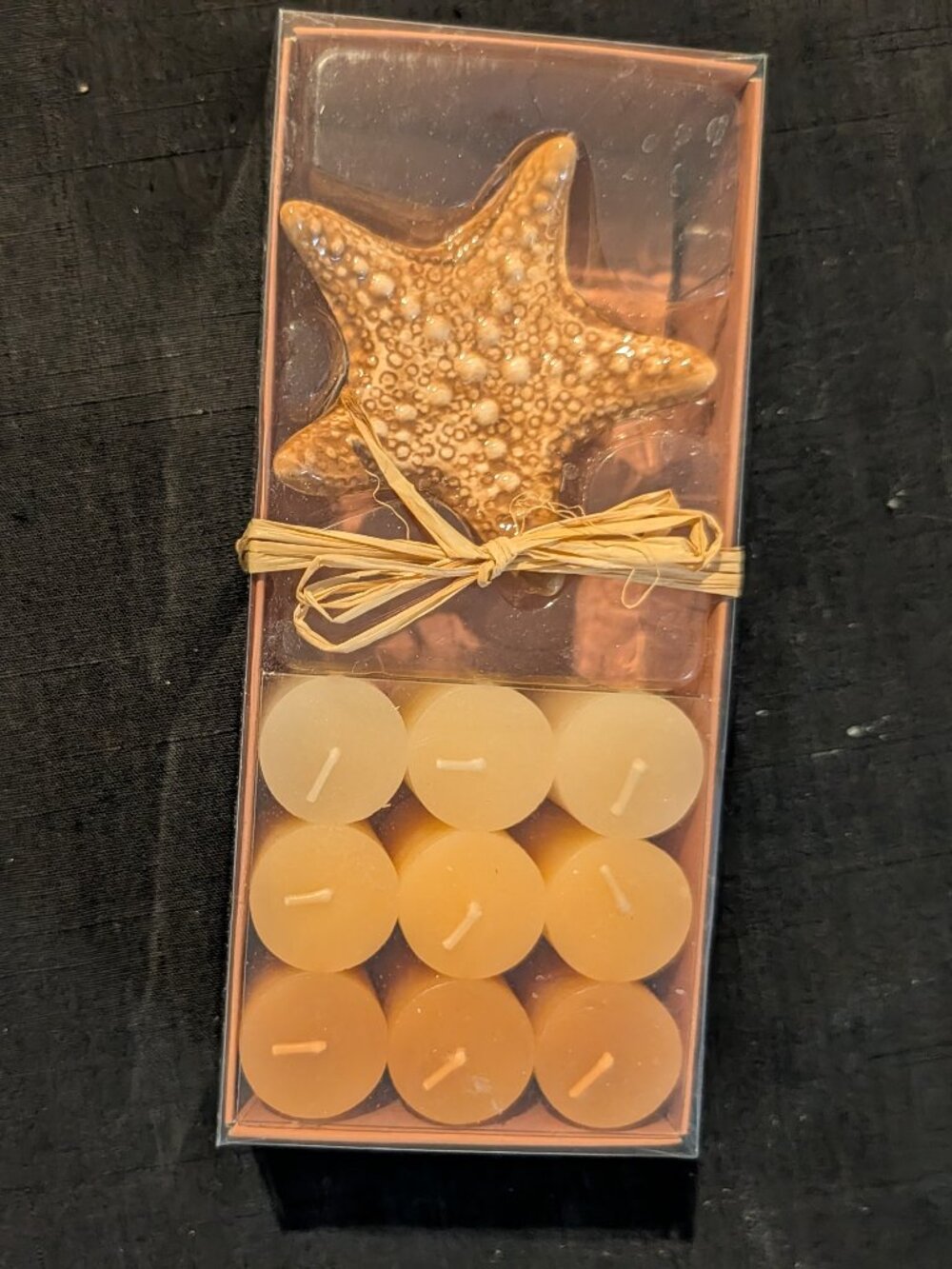 Kohl's Nautical Starfish Ceramic Holder & Votive Candle Gift Set – Tan, Beige &